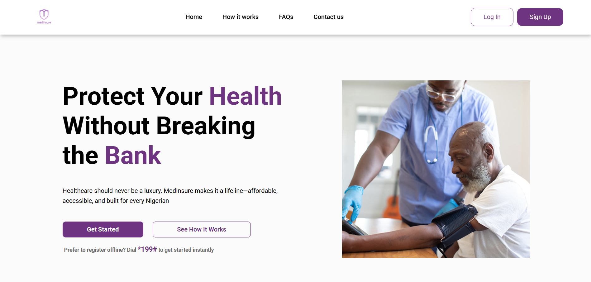 MedInsure landing page